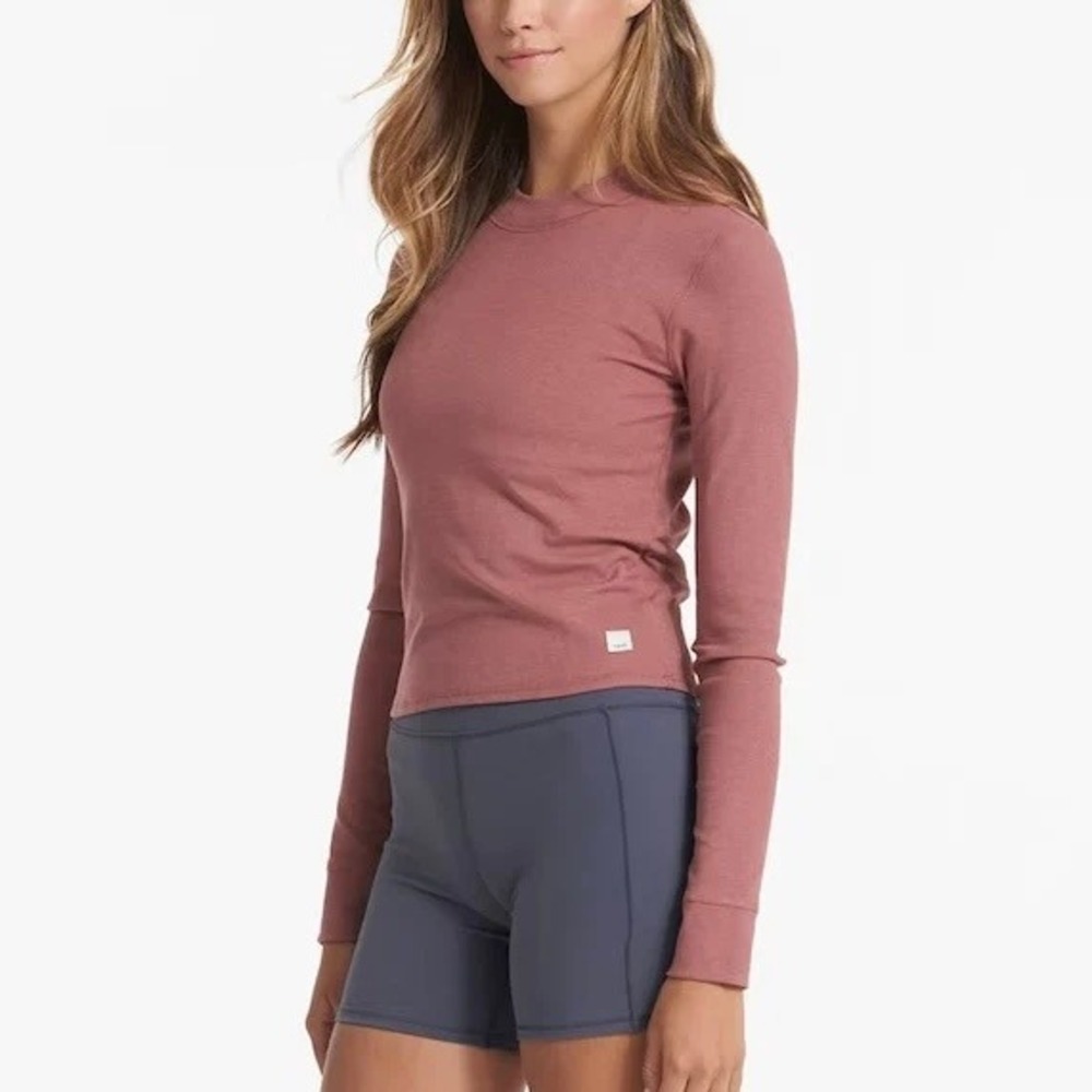 Vuori Women's Long-Sleeve Mudra Fitted Tee in Rosewood Heather Size Medium - Picture 1 of 5